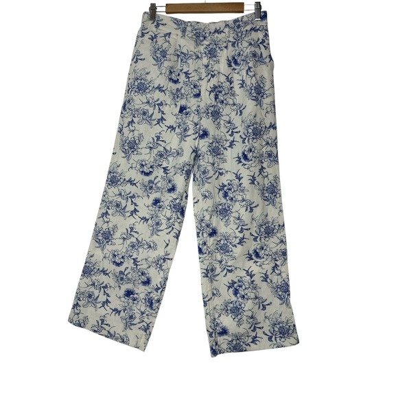 Jason Wu Pants - Jason Wu Wide Leg Pants Womens Size 2 Vienna Porcelain Print Linen Blend‎ Blue